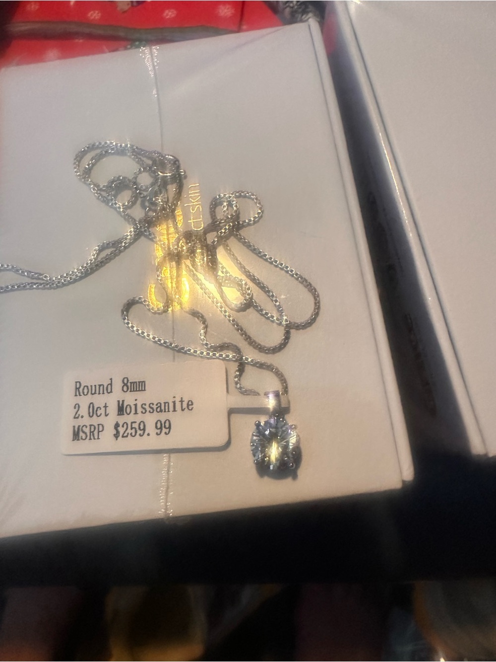 Sterling Silver Moissanite Pendant Necklace - 2.0 Ct Round 8mm